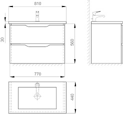 Ceruttispa Тумба с раковиной Алессандрия 80 подвесная – фотография-4